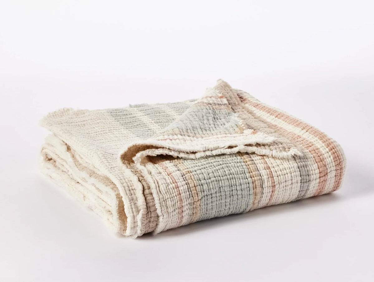 Coyuchi Throw Sunset Stripe Topanga Organic Matelasse Blanket