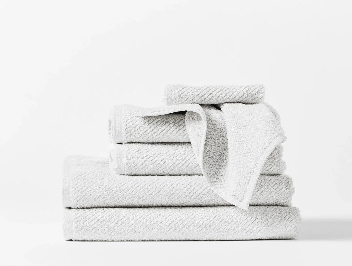 Coyuchi Towel Set - 6 Alpine White Air Weight Organic Towels &amp; Bath Mats