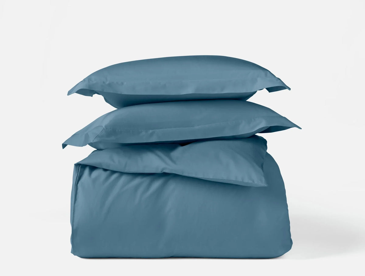 Coyuchi King Cerulean Classic Organic Sateen Duvet Cover Set