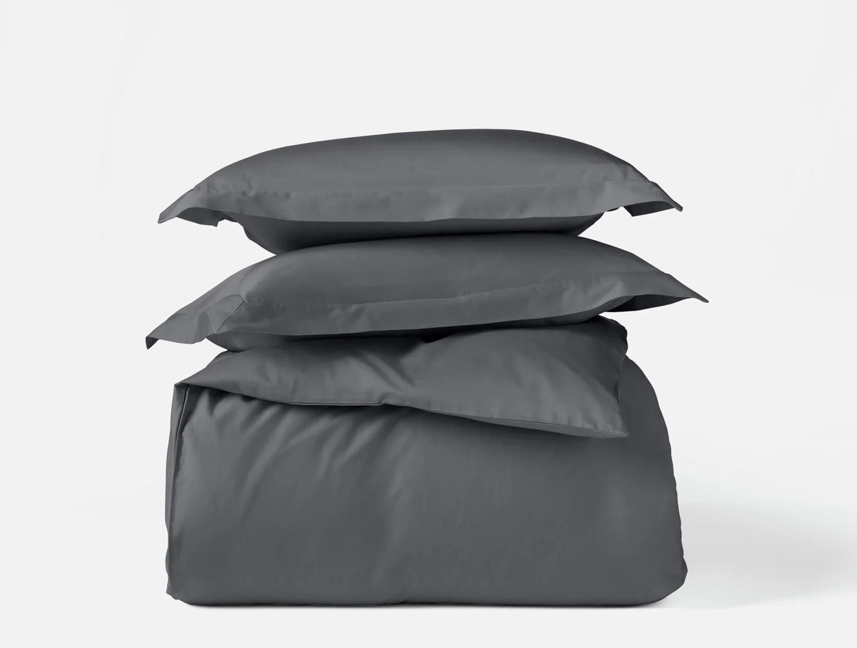 Coyuchi King Graphite Classic Organic Sateen Duvet Cover Set