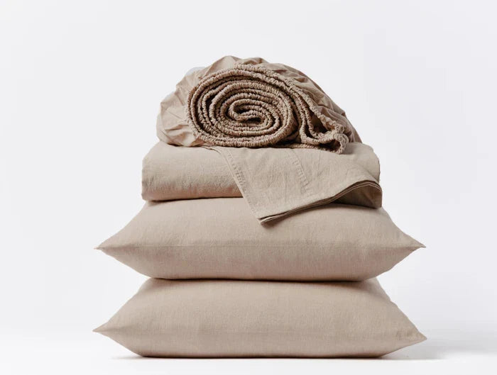 Coyuchi Hazel Chambray Organic Crinkled Percale Sheet Set