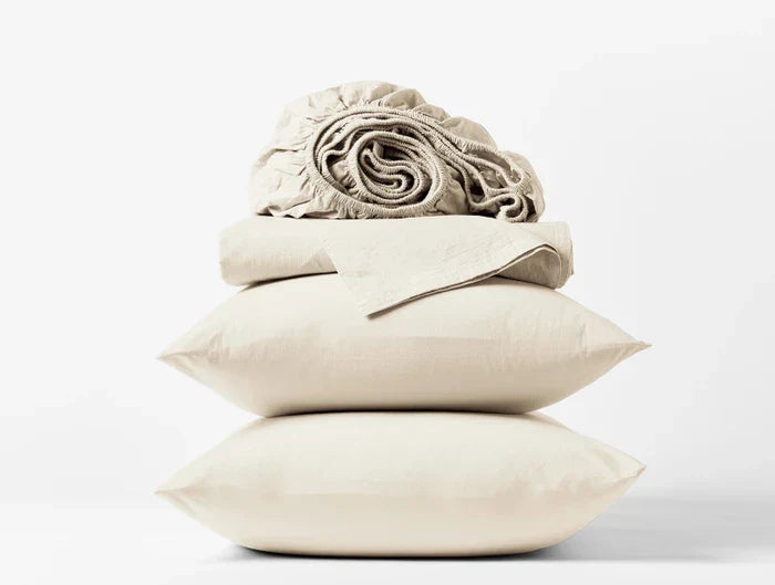 Coyuchi Undyed Organic Crinkled Percale Sheet Set