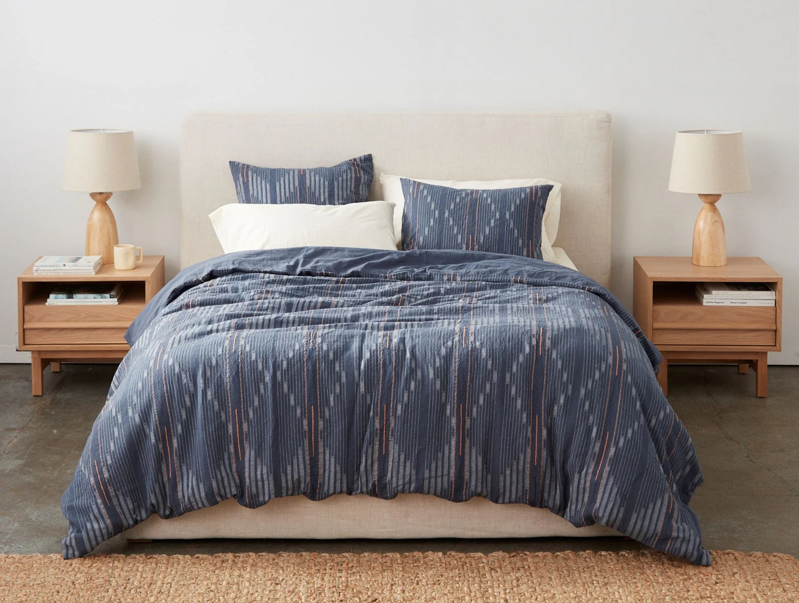 Coyuchi King Moonlight Blue Morelia Organic Duvet Cover