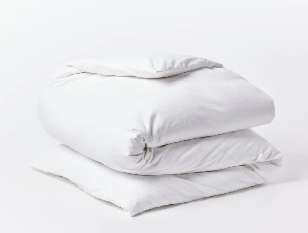 Coyuchi Full Queen Alpine White Cloud Brushed Organic Flannel Duvet Cover