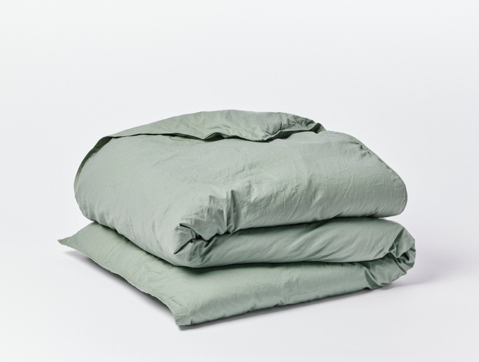 Coyuchi Sage Organic Crinkled Percale Duvet Cover