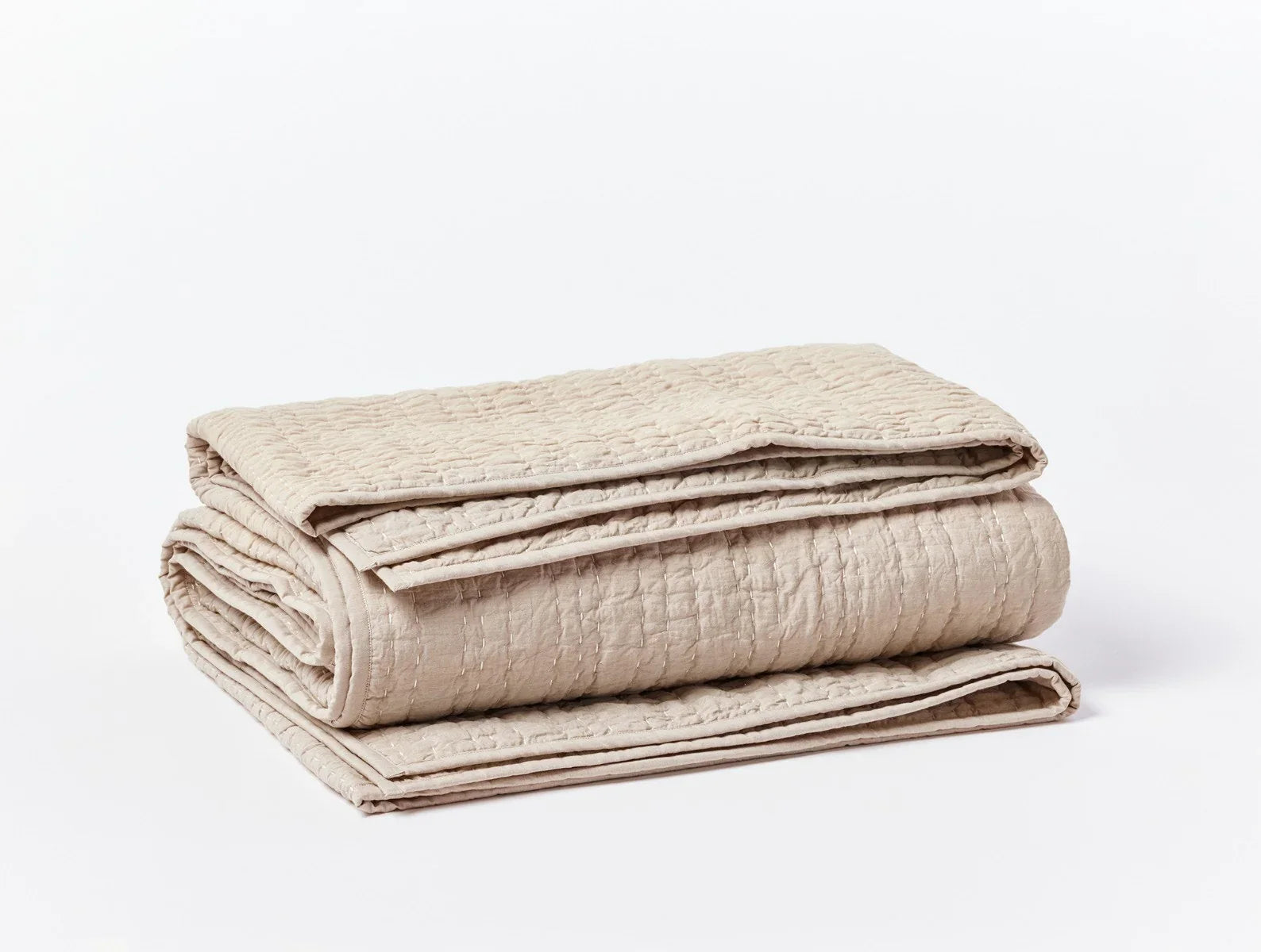 Coyuchi King Hazel Chambray Channel Handstitched Organic Quilt