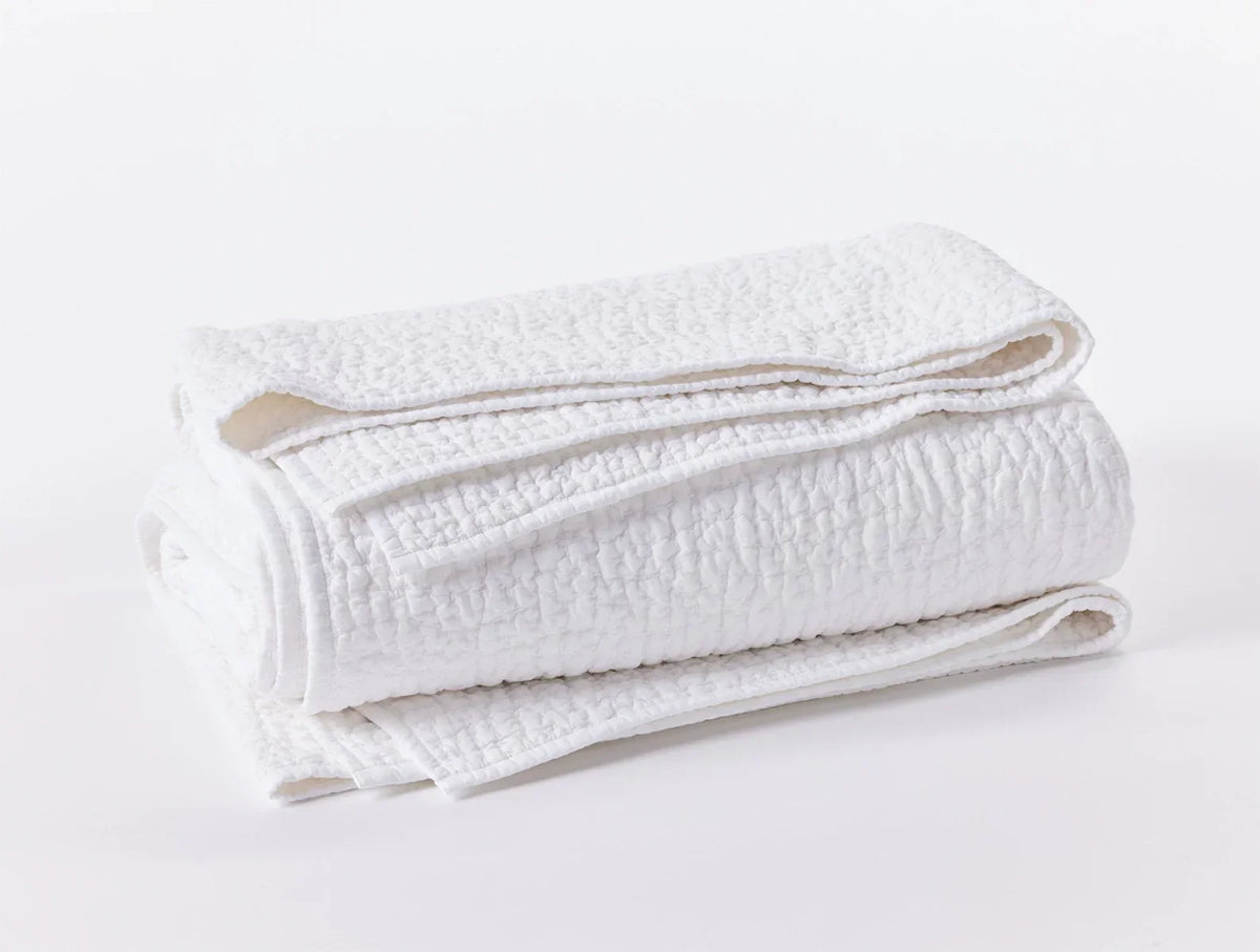 Coyuchi Alpine White Pebbled Handstitched Organic Quilt