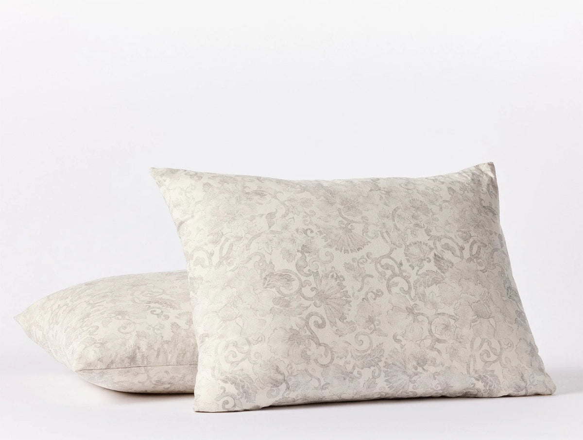 Coyuchi Standard Sham Undyed w grays bontanical Solana Organic Print Duvet Cover
