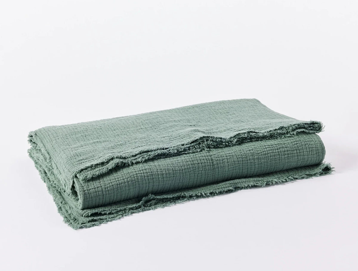 Coyuchi Full Queen Juniper Topanga Organic Matelasse Blanket
