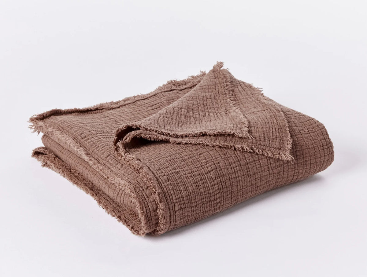 Coyuchi Throw Redwood Topanga Organic Matelasse Blanket