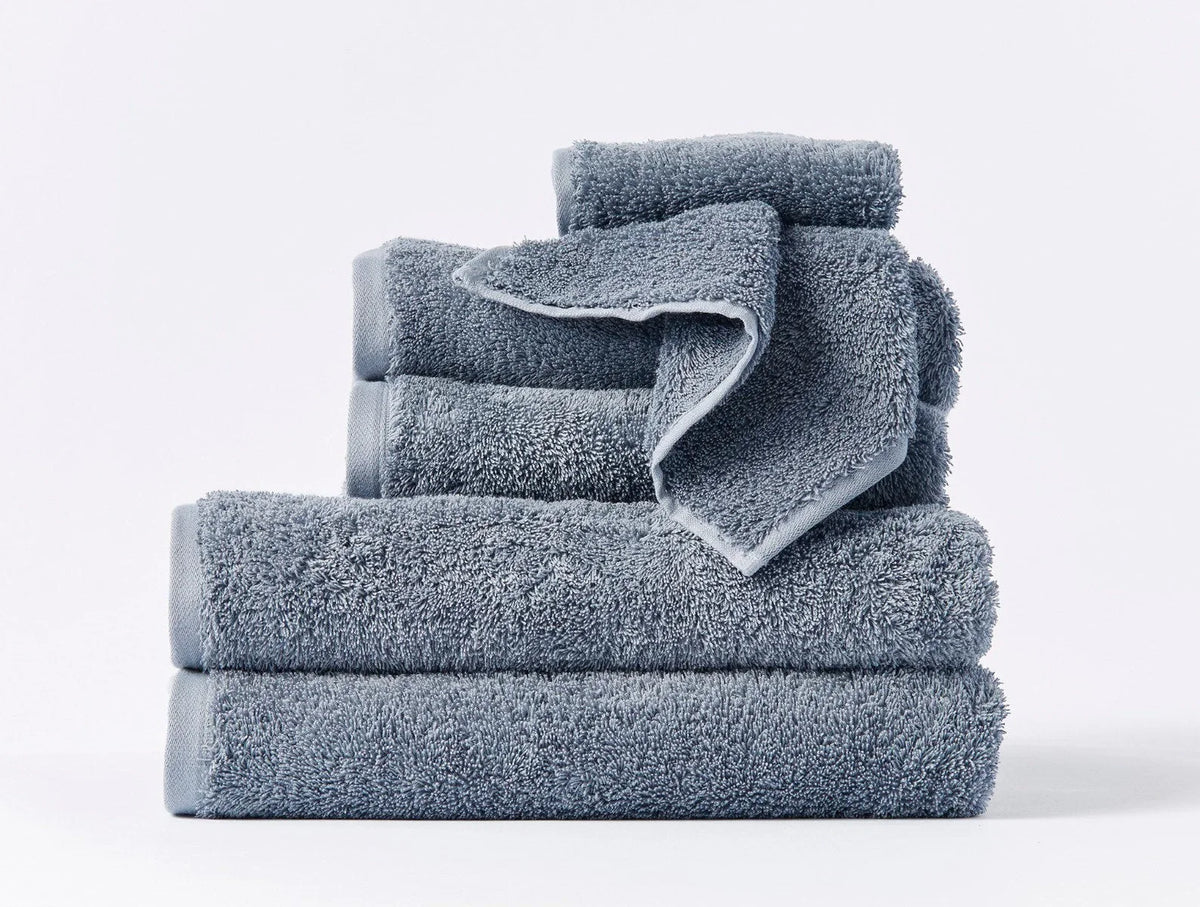 Coyuchi 6 pc Towel Set Steel Blue Cloud Loom Organic Towels &amp; Bath Mat