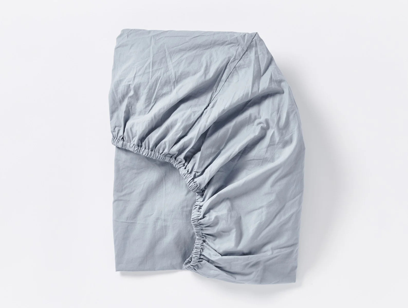 Coyuchi Steel Blue Organic Crinkled Percale Crib Fitted Sheet