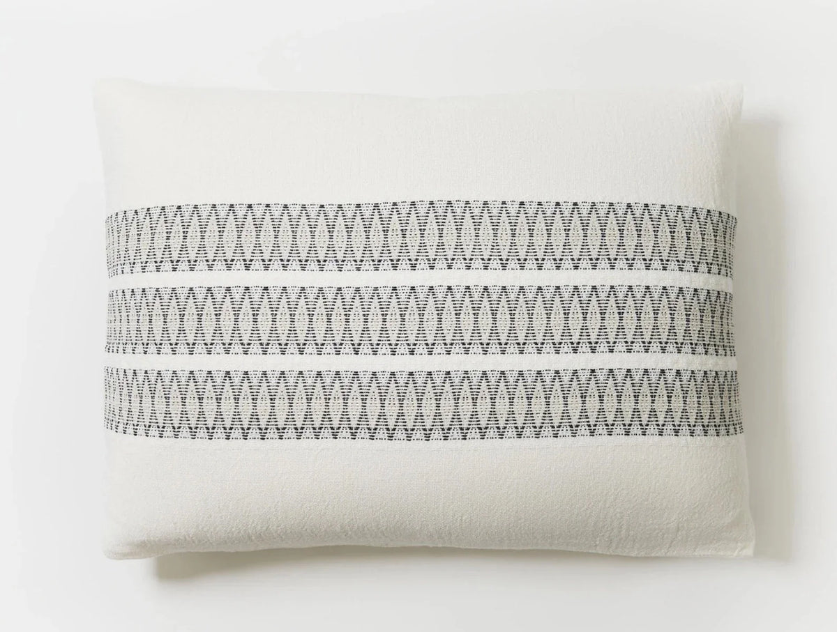 Coyuchi Shams- Standard Soft White w Deep Graphite Lost Coast Organic Duvet Cover