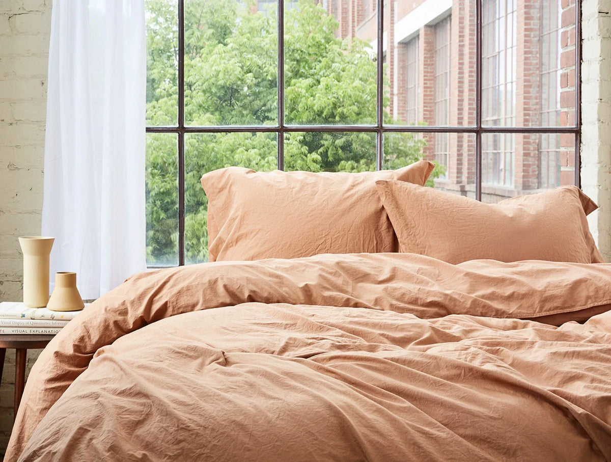 Coyuchi Organic Crinkled Percale Duvet Cover