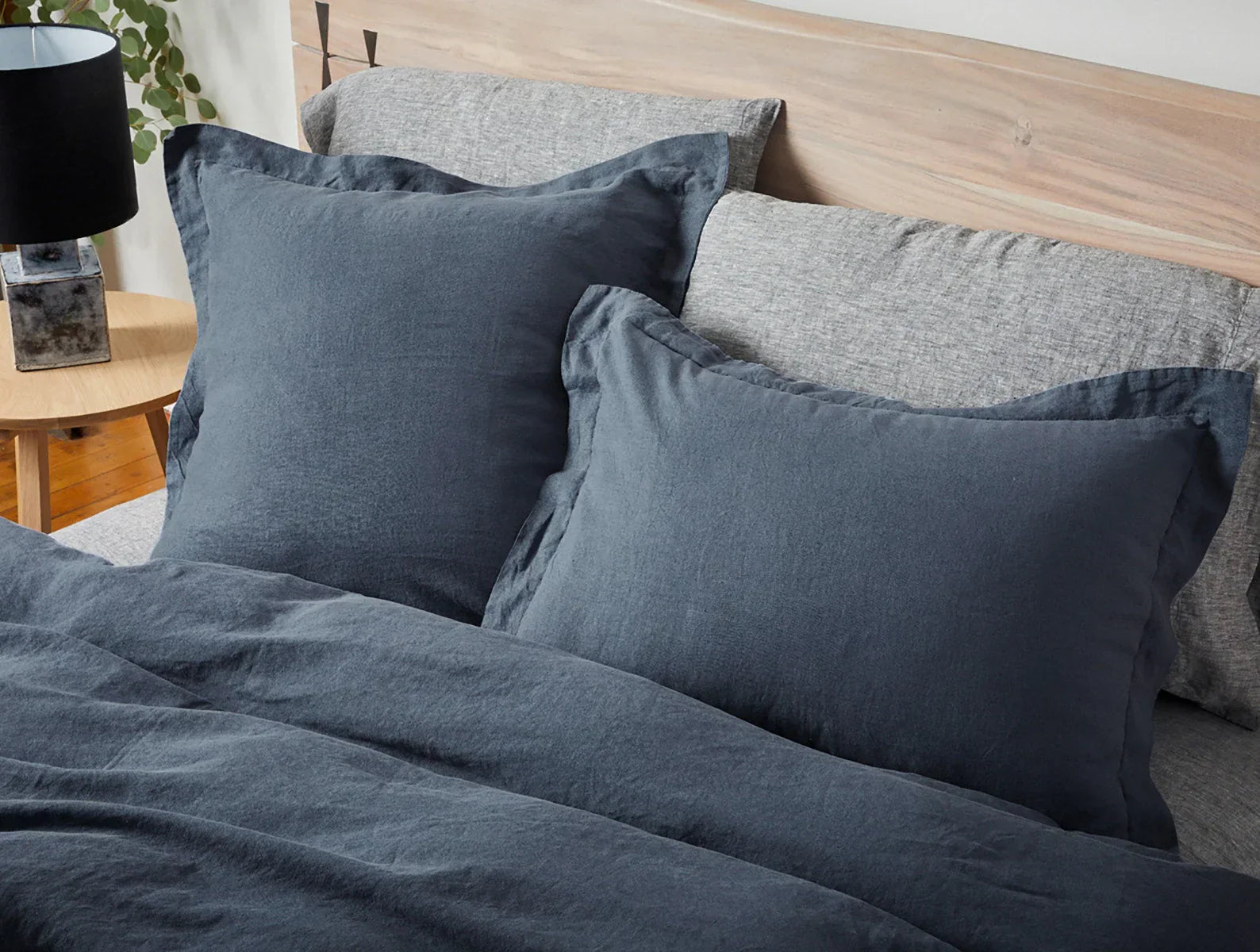 Coyuchi Standard Sham Harbor Blue Organic Relaxed Linen Duvet Cover