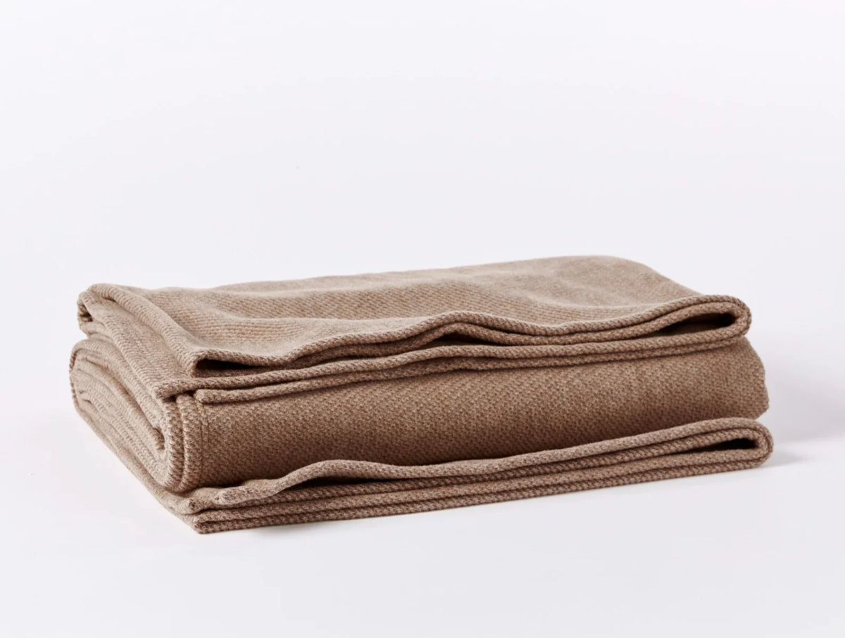 Coyuchi Sandalwood Sequoia Washable Organic Cotton &amp; Wool Blanket