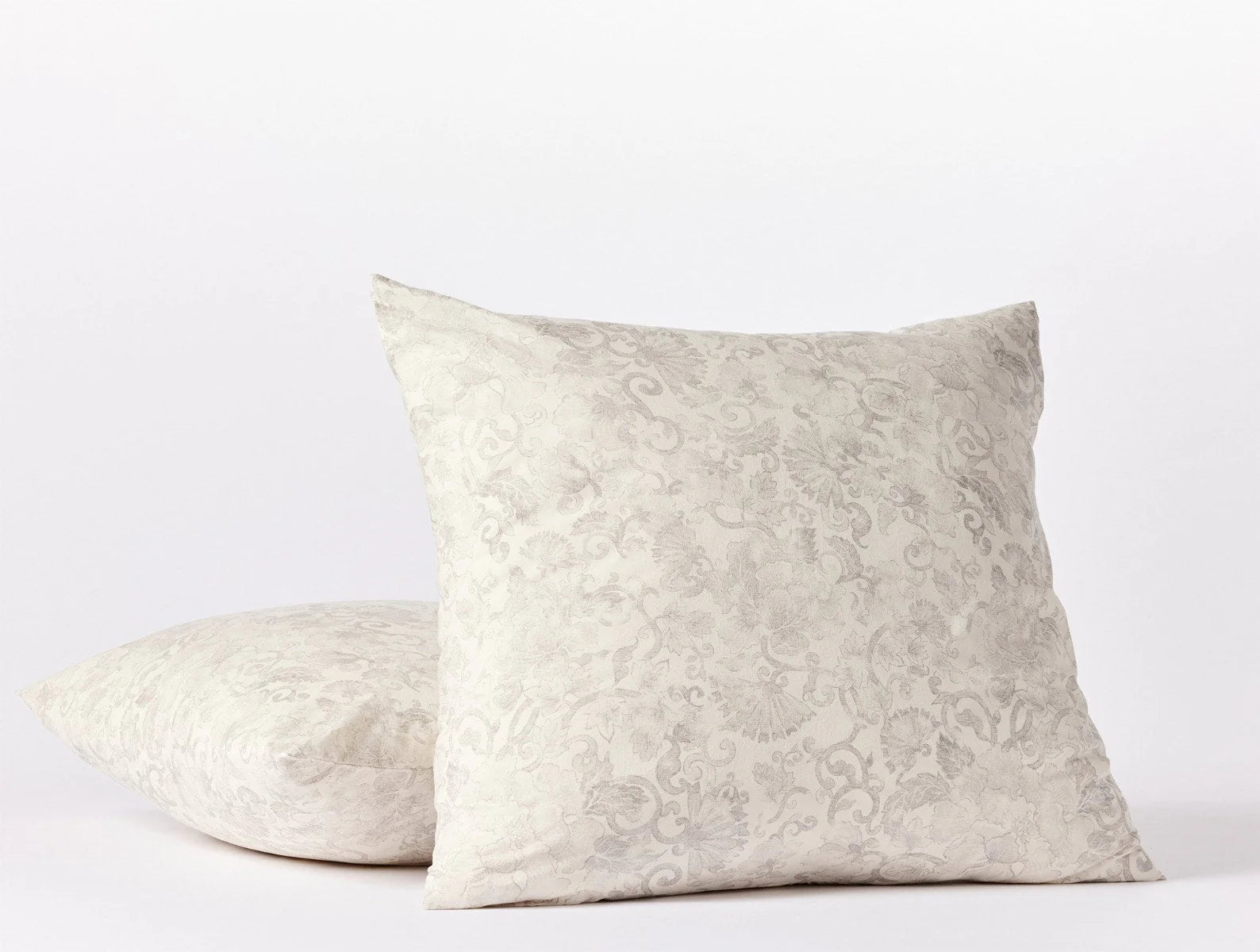 Coyuchi Euro Sham Undyed w grays bontanical Solana Organic Print Duvet Cover