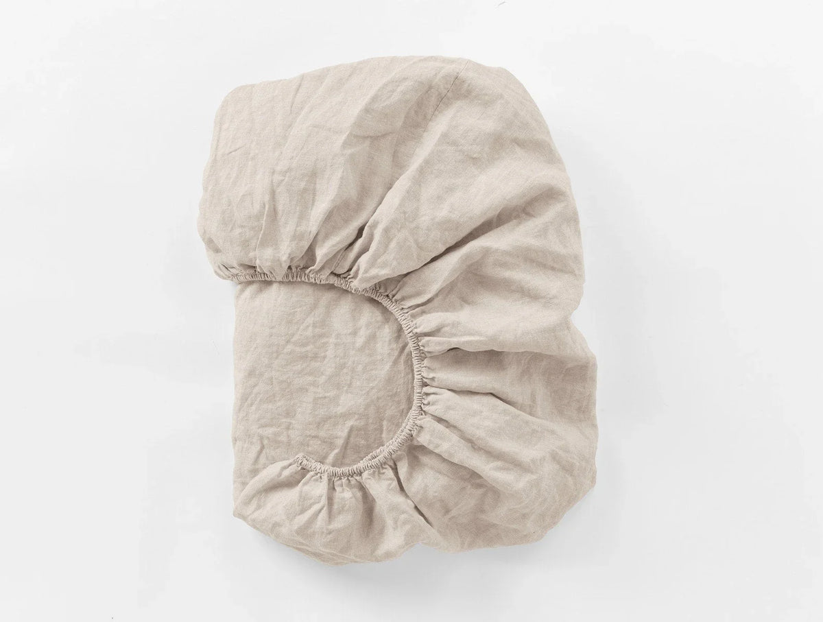 Coyuchi Cal King Natural Chambray Organic Relaxed Linen Fitted Sheet