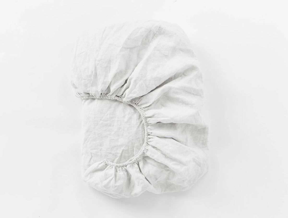 Coyuchi Cal King Alpine White Organic Relaxed Linen Fitted Sheet