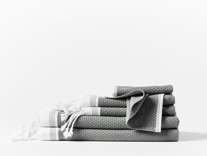 Coyuchi Shadow with Deep Pewter Mediterranean Organic Towels